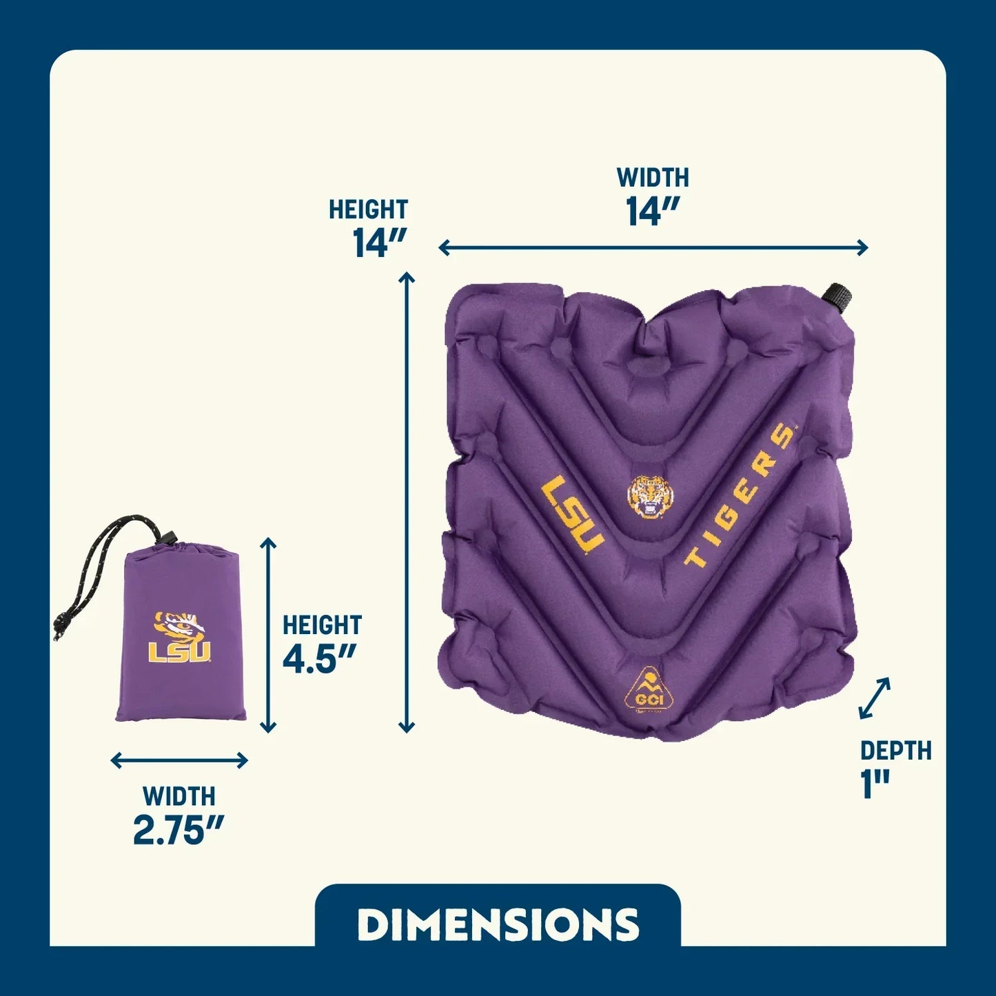 College V Seat™ Inflatable Stadium Cushion - LSU Tigers - Bleacher Ready